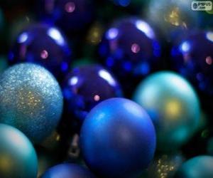 yapboz Mavi Noel topları